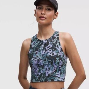 NWT Lululemon Swift Speed Cropped Tank Top In Flower Meld Multi Size 12 Sq. Dot